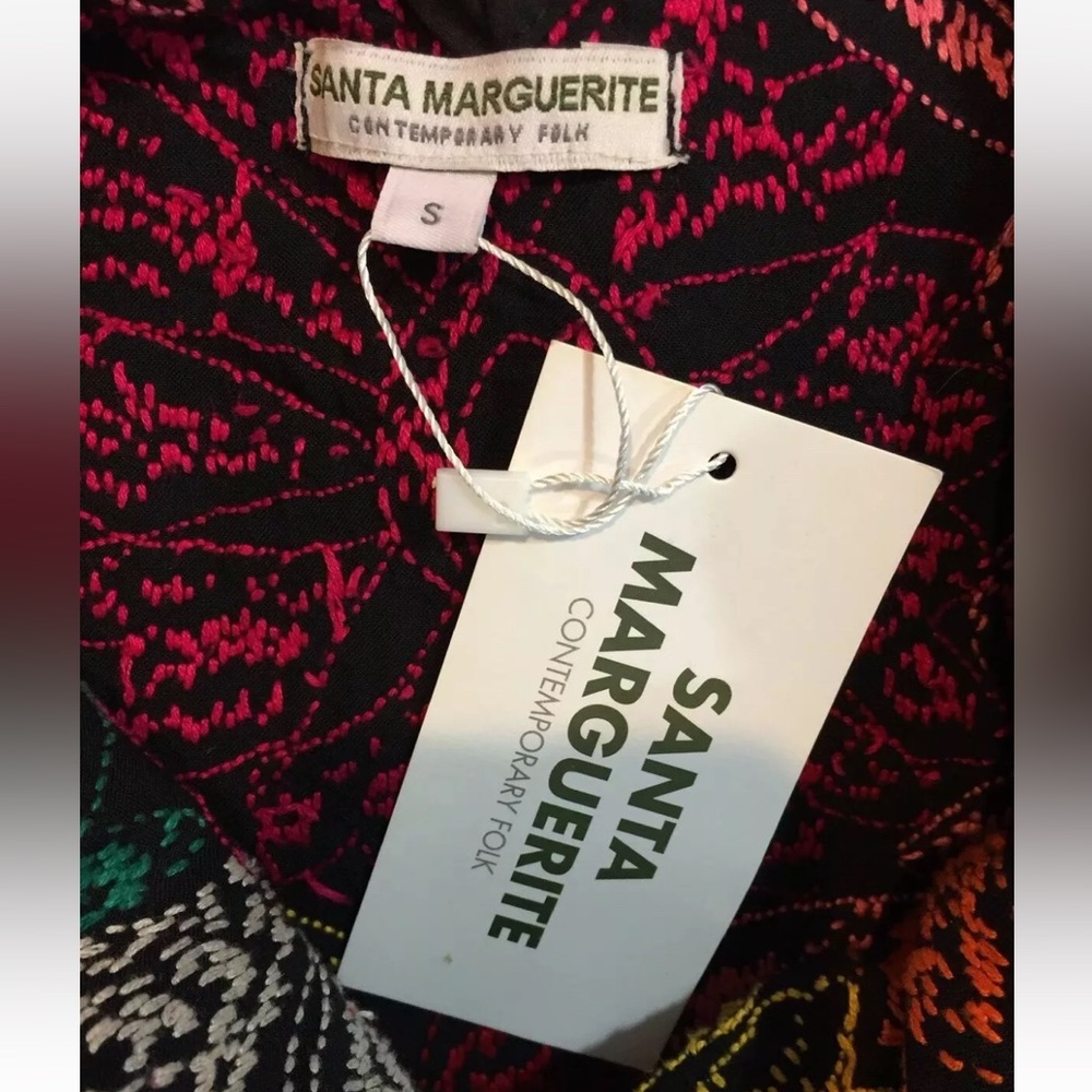 NWT Santa Marguerite Women's Embroidered Dove Floral Folk Art Boho Top Sz S - Picture 7 of 7